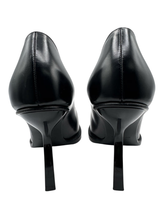 Ferragamo Shoe Size 8 Black Leather Mid Heel Square Cut Pumps Black / 8