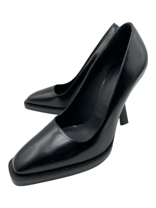 Ferragamo Shoe Size 8 Black Leather Mid Heel Square Cut Pumps Black / 8