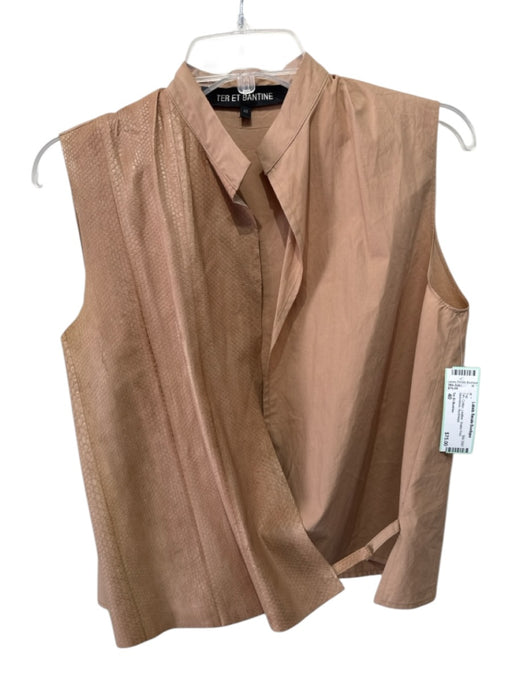Ter Et Bantine Size 40 Tan Cotton Leather Snake Print Sleeveless Top Tan / 40