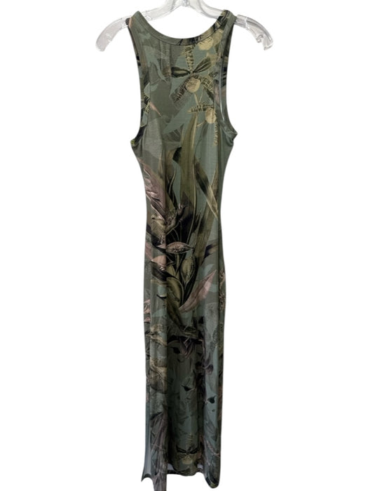 Reiss Size Small Green Print Sleeveless Jungle Print Maxi Dress Green Print / Small