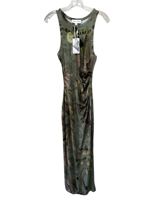 Reiss Size Small Green Print Sleeveless Jungle Print Maxi Dress Green Print / Small