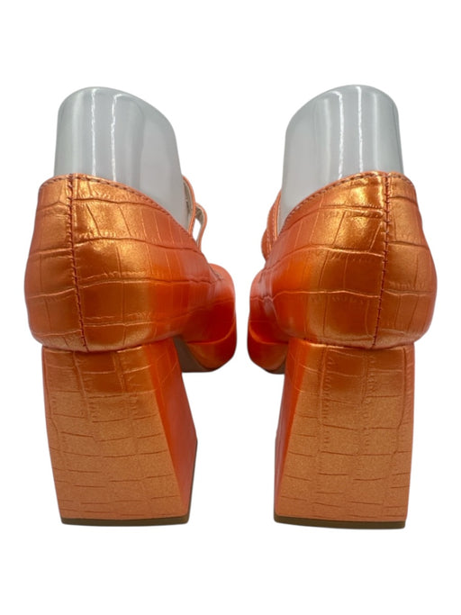 Up2Step Shoe Size 38 Orange PU Leather Croc Embossed Mary Jane Platform Pumps Orange / 38