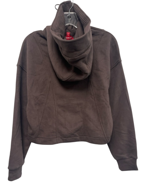 Spanx Size XS Brown Cotton Blend Fleece Hooded Full Zip Jacket Brown / XS