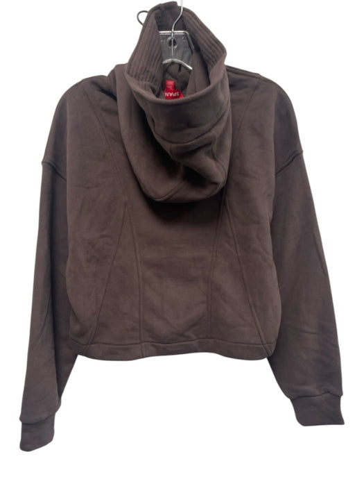 Spanx Size XS Brown Cotton Blend Fleece Hooded Full Zip Jacket Brown / XS