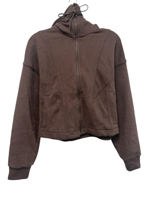 Spanx Size XS Brown Cotton Blend Fleece Hooded Full Zip Jacket Brown / XS