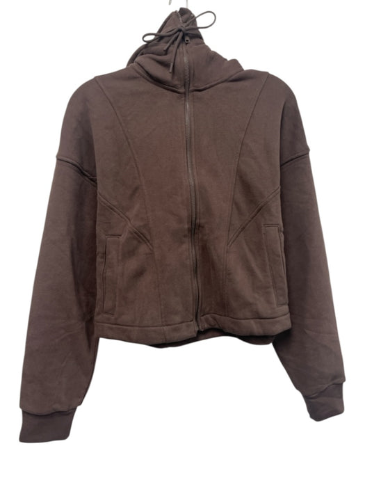 Spanx Size XS Brown Cotton Blend Fleece Hooded Full Zip Jacket Brown / XS