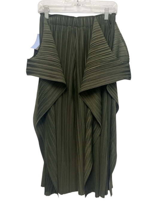 Ron David Studio Size One Size Green Polyester Micro Pleat Draped Detail Pants Green / One Size