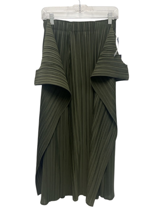 Ron David Studio Size One Size Green Polyester Micro Pleat Draped Detail Pants Green / One Size