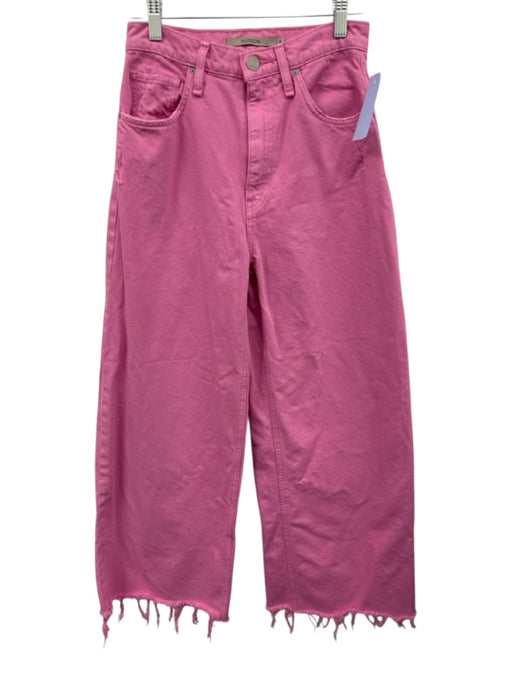 Hudson Size 25 Pink Cotton Button & Zip Front Distressed Wide Leg Raw Hem Jeans Pink / 25