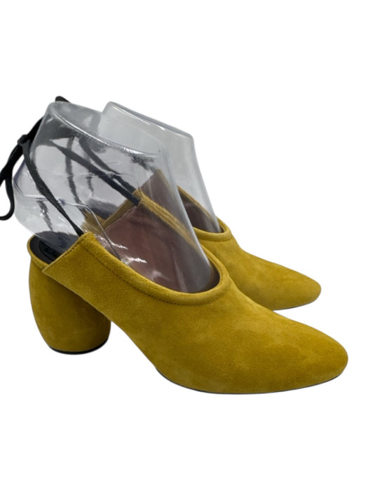 Dries Van Noten Shoe Size 37 Charteruse Yellow Suede Lace Up Slingback Mules Charteruse Yellow / 37