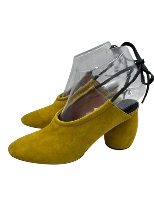 Dries Van Noten Shoe Size 37 Charteruse Yellow Suede Lace Up Slingback Mules Charteruse Yellow / 37