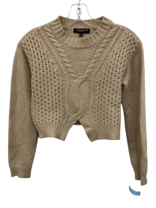 European Culture Size S Khaki Wool Blend Cable Knit Long Sleeve Sweater Khaki / S