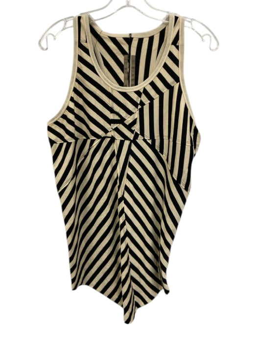 Rick Owens DRKSHDW Size XS Cream & Black Cotton Striped Sleeveless Tie Waist Top Cream & Black / XS