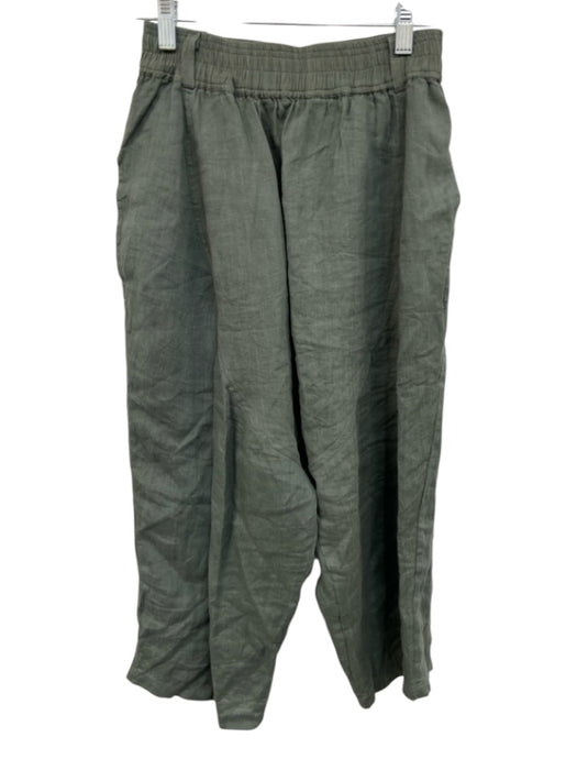 Nicholas K Size XXS Green Linen Elastic Waist Pockets Pants Green / XXS