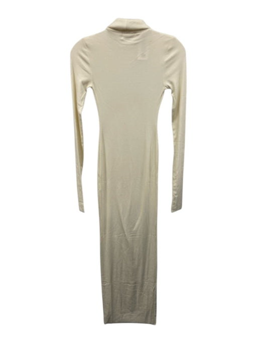 Eterne Size XS Cream Cotton Ribbed Turtleneck Long Sleeve Maxi Dress Cream / XS