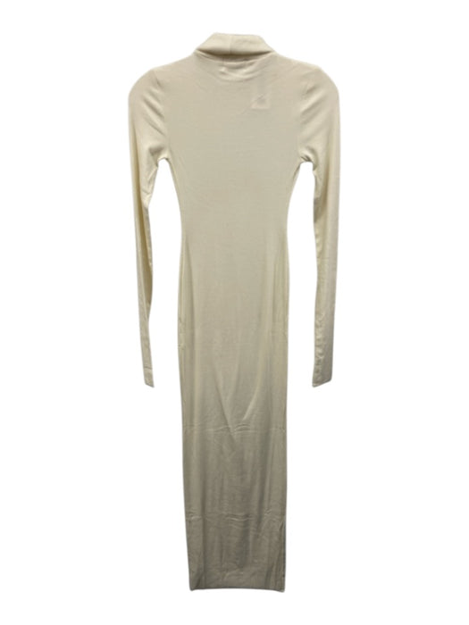 Eterne Size XS Cream Cotton Ribbed Turtleneck Long Sleeve Maxi Dress Cream / XS