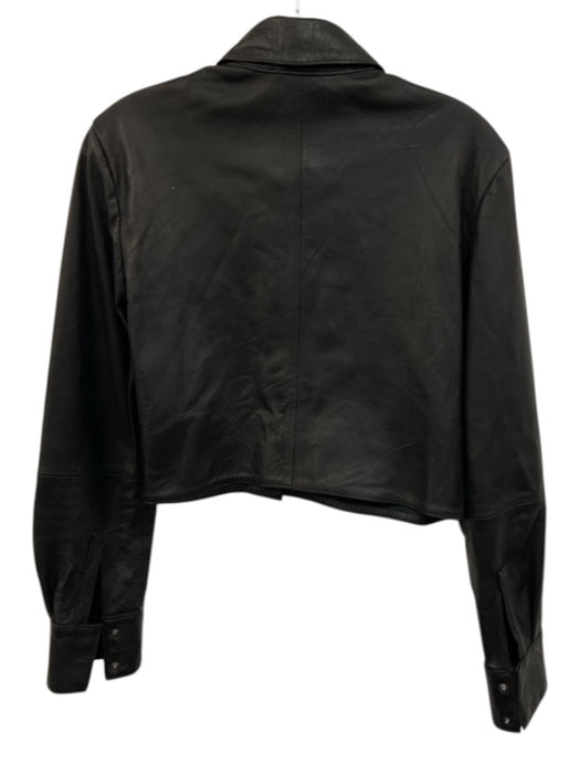 8 by Yoox Size XS Black Lambskin Leather Button Front Long Sleeve Jacket Black / XS