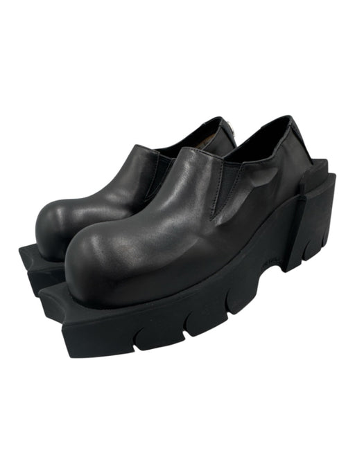 Argue Culture Shoe Size 37 Black Leather Upper Silver Hardware Chunky Loafers Black / 37