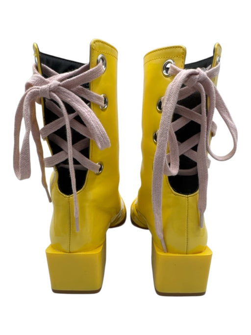 SH Shoe Size 37 Yellow &  Lilac Manmade Material Almond Toe Lace Up Booties Yellow &  Lilac / 37