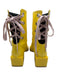 SH Shoe Size 37 Yellow &  Lilac Manmade Material Almond Toe Lace Up Booties Yellow &  Lilac / 37