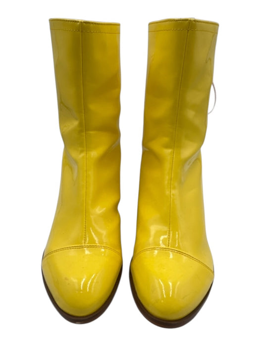 SH Shoe Size 37 Yellow &  Lilac Manmade Material Almond Toe Lace Up Booties Yellow &  Lilac / 37