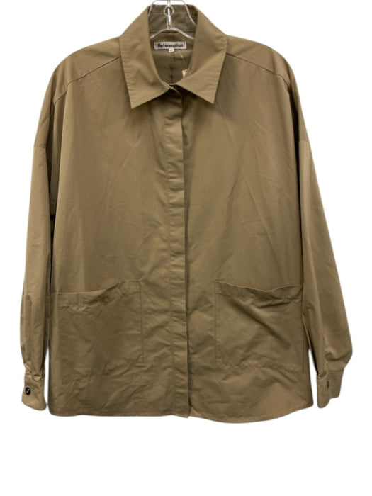 Reformation Size XS Beige Polyester Long Sleeve Button Front Collar Jacket Beige / XS