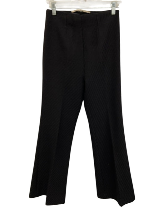 Roland Mouret Size 4 Black Wool Blend Side Zip Diagonal Stripe Darted Pants Black / 4