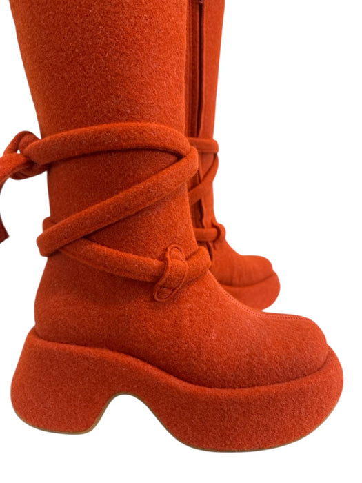 Camper Shoe Size 37 Orange Wool Blend Knee High Round Toe Platform Boots Orange / 37