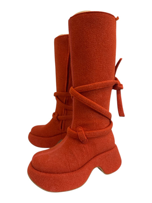 Camper Shoe Size 37 Orange Wool Blend Knee High Round Toe Platform Boots Orange / 37