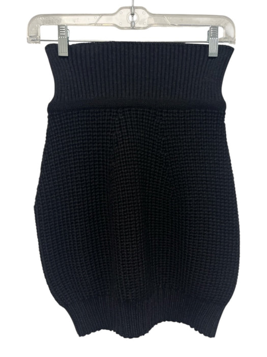 PHI Size Est XS Black Alpaca & Wool Elastic Waist Crochet Bubble Pockets Skirt Black / Est XS