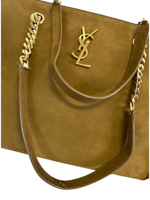 Saint Laurent Brown Suede leather Chain Strap Fringe Zip Close Top Handle Bag Brown / Medium