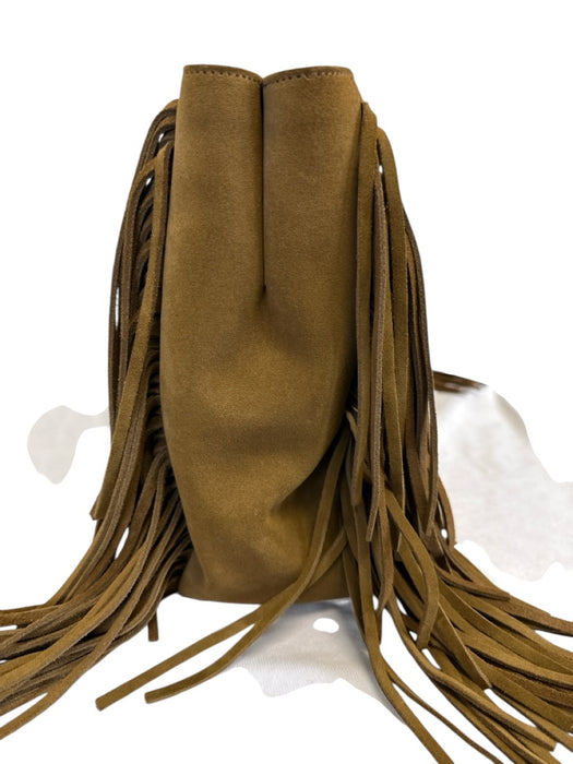 Saint Laurent Brown Suede leather Chain Strap Fringe Zip Close Top Handle Bag Brown / Medium