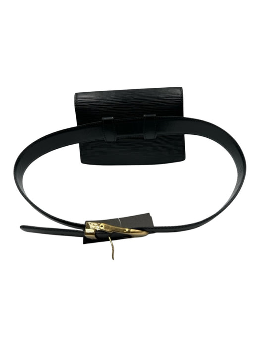 Louis Vuitton Black Epi Leather Flap Logo Gold Hardware Belt Bag Bag Black / Mini