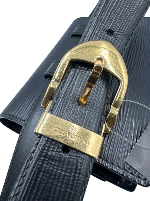 Louis Vuitton Black Epi Leather Flap Logo Gold Hardware Belt Bag Bag Black / Mini