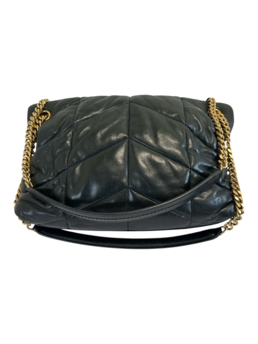 Saint Laurent Black Leather Flap Monogram Puffed Chain Strap Bag Black / Medium