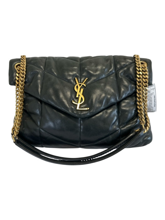 Saint Laurent Black Leather Flap Monogram Puffed Chain Strap Bag Black / Medium