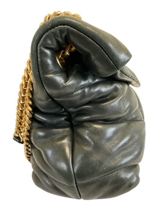 Saint Laurent Black Leather Flap Monogram Puffed Chain Strap Bag Black / Medium