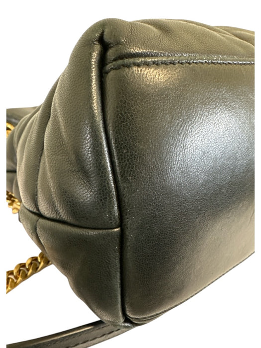 Saint Laurent Black Leather Flap Monogram Puffed Chain Strap Bag Black / Medium