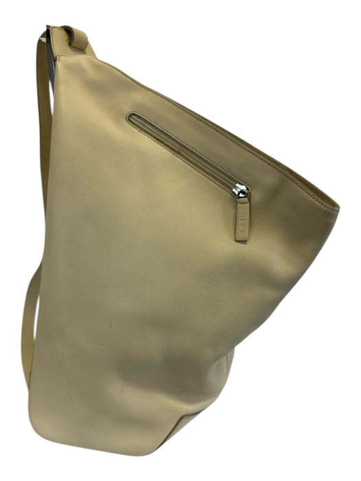 Loewe Cream Leather Silver Hardware Zip Close Zip Pocket sling back Bag Cream / Medium