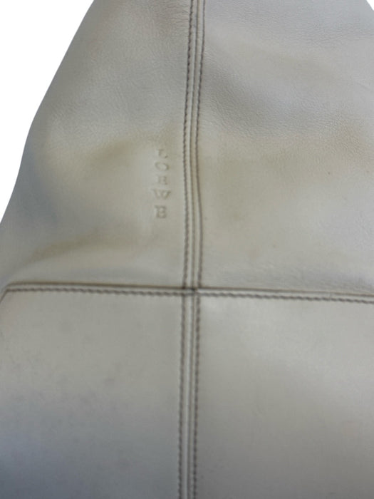 Loewe Cream Leather Silver Hardware Zip Close Zip Pocket sling back Bag Cream / Medium