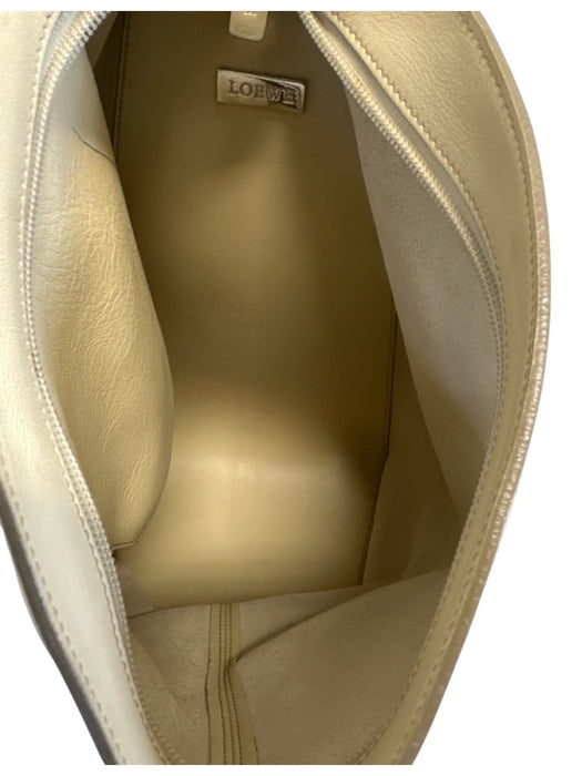 Loewe Cream Leather Silver Hardware Zip Close Zip Pocket sling back Bag Cream / Medium