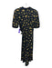 Ganni Size XS / 34 Black & Yellow Viscose Floral Wrap Short Sleeve Midi Dress Black & Yellow / XS / 34