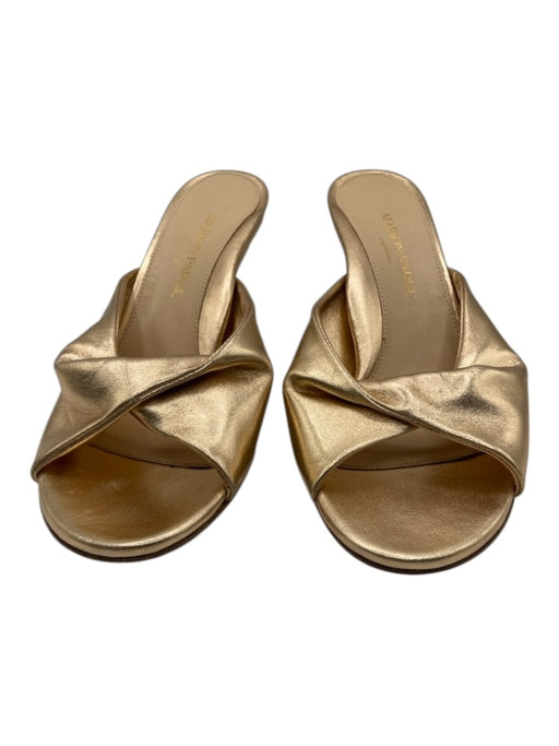 Marion Parke Shoe Size 36 Rose Gold Leather Twist Detail Open Toe Mule Sandals Rose Gold / 36