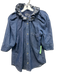 KMJ Size XS Dark Blue Cotton Chambray Balloon Sleeve Ruffle Button Down Top Dark Blue / XS