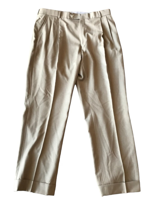 Miller Brothers Size 35 Dark Tan Wool Blend Solid Pleats Dress Men's Pants 35