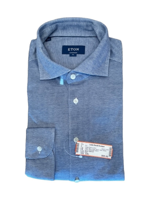 Eton NWT Size XXL Blue Cotton Blend Solid Button Down Men's Long Sleeve Shirt XXL