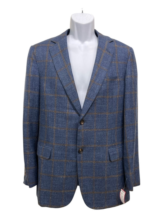 Sartorial Castangia Like New Blue & Brown Wool Blend Window pane 2 Button Blazer 44