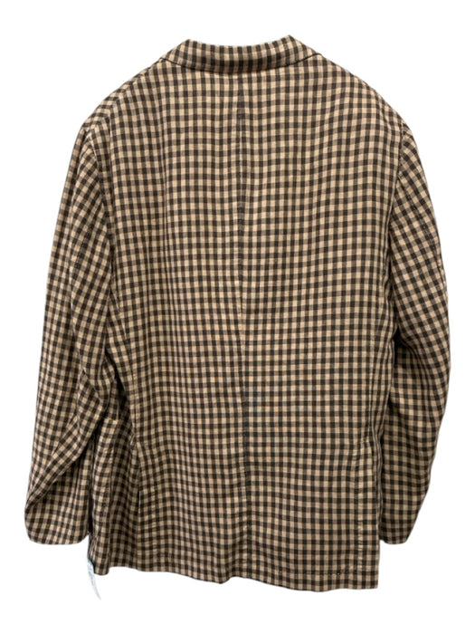 Boglioli NWT Brown & Tan Linen Plaid 3 button Men's Blazer 56R
