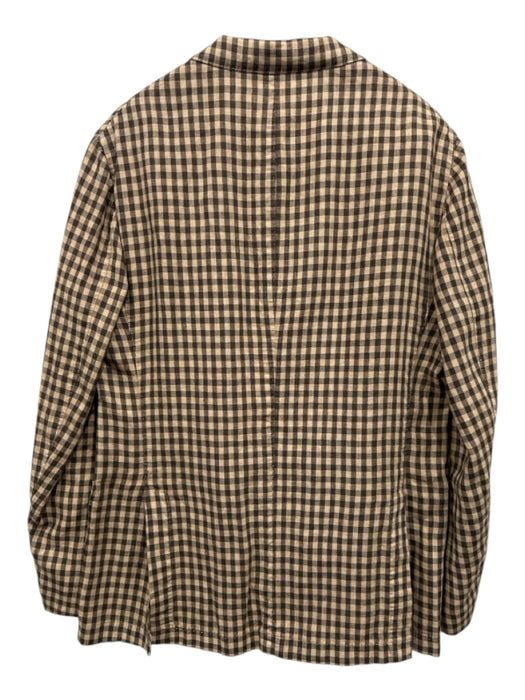 Boglioli NWT Brown & Tan Linen Plaid 3 button Men's Blazer 56R