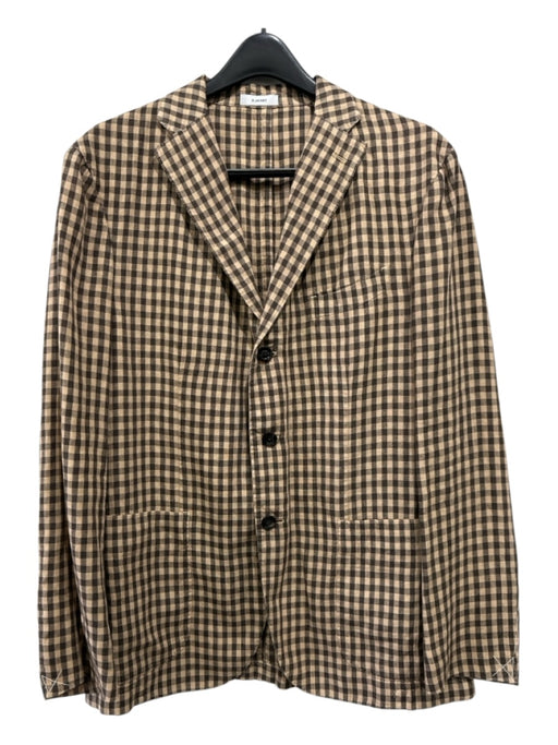 Boglioli NWT Brown & Tan Linen Plaid 3 button Men's Blazer 56R